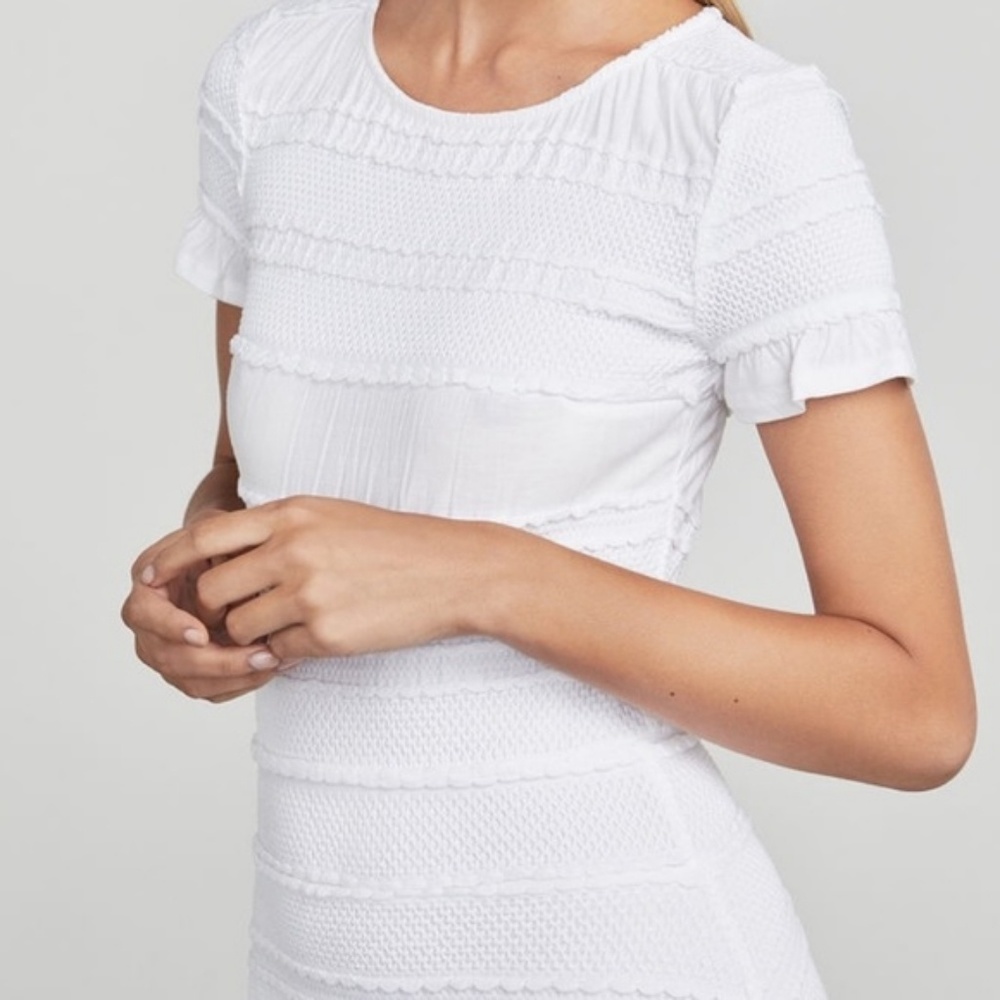BCBG White Libby Striped Jacquard Mini Dress